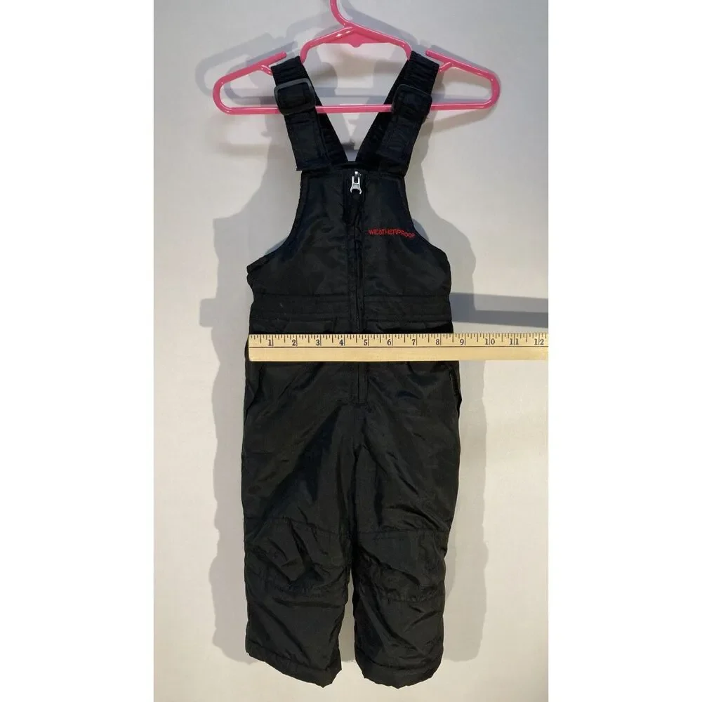 Weatherproof Baby Boy Girl Black Insulated Snow Pants Bibs Size 12M
